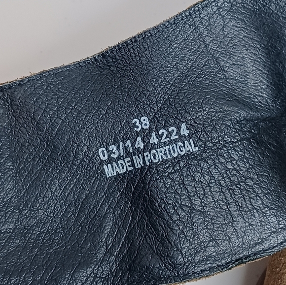 Free People Boho Leather Sz 38 Tortuga Strappy Suede Stacked Heel Booties - Picture 13 of 16